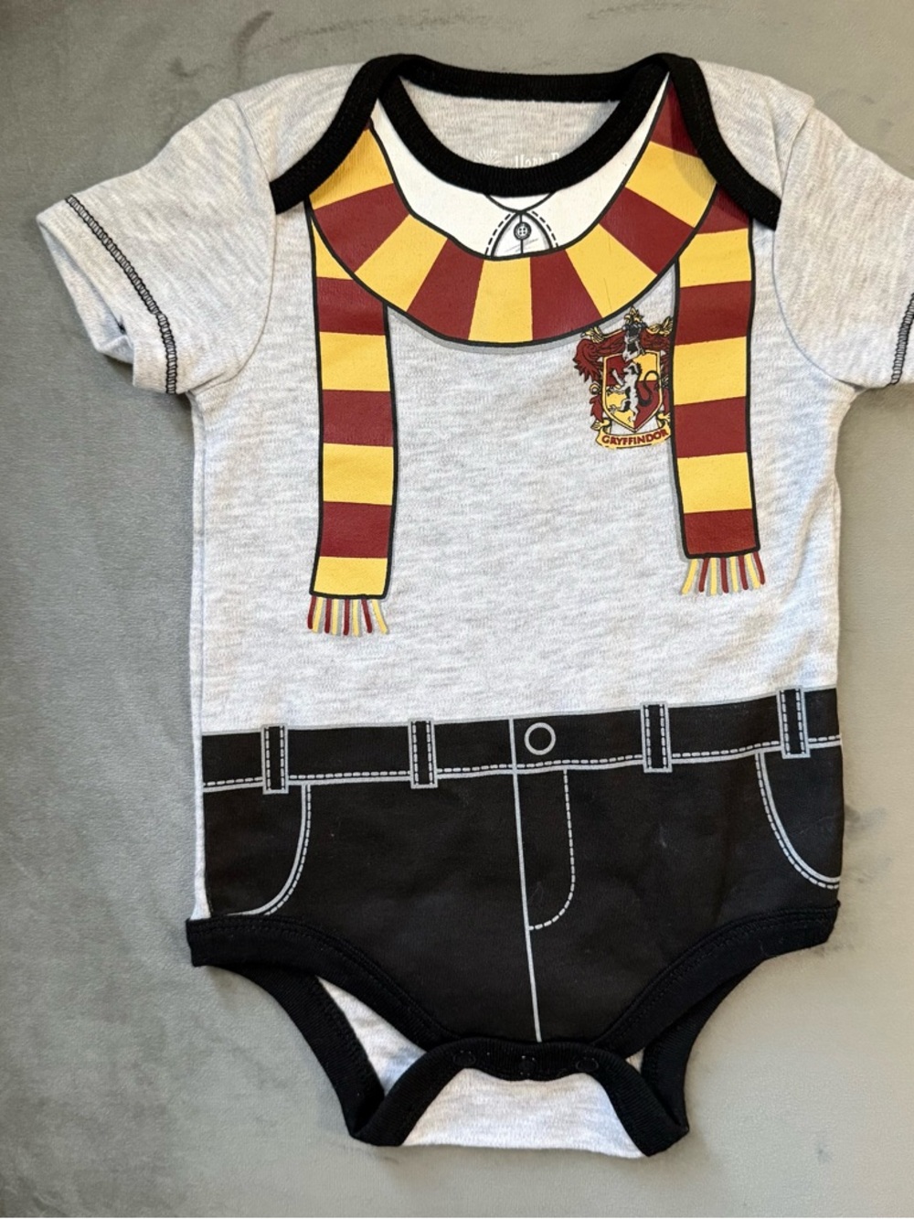 Harry Potter Gryffindor-Inspired Grey & Maroon Kids One-Piece Bodysuit